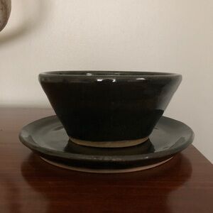 Blue pottery Bowl with Saucer